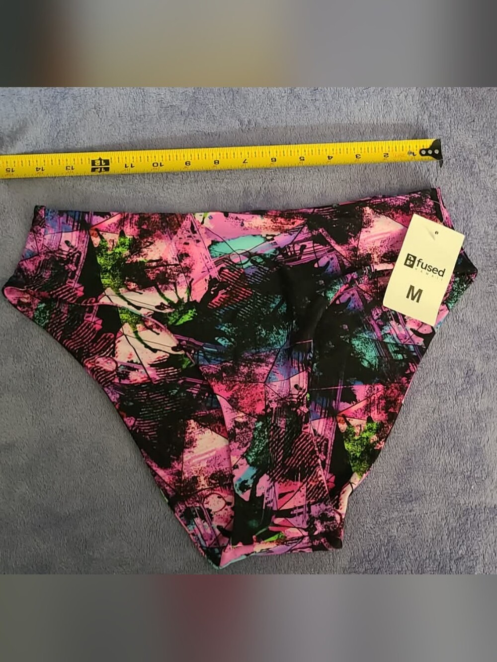 Fused Hawaii Women's Abstract Print Swim Briefs - Pink/Black - M